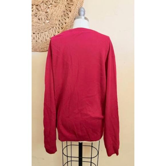 Pronto Uomo 100% Cashmere Sweater XL Red V-Neck Luxury Soft Knit Men’s Pullover - Picture 4 of 5